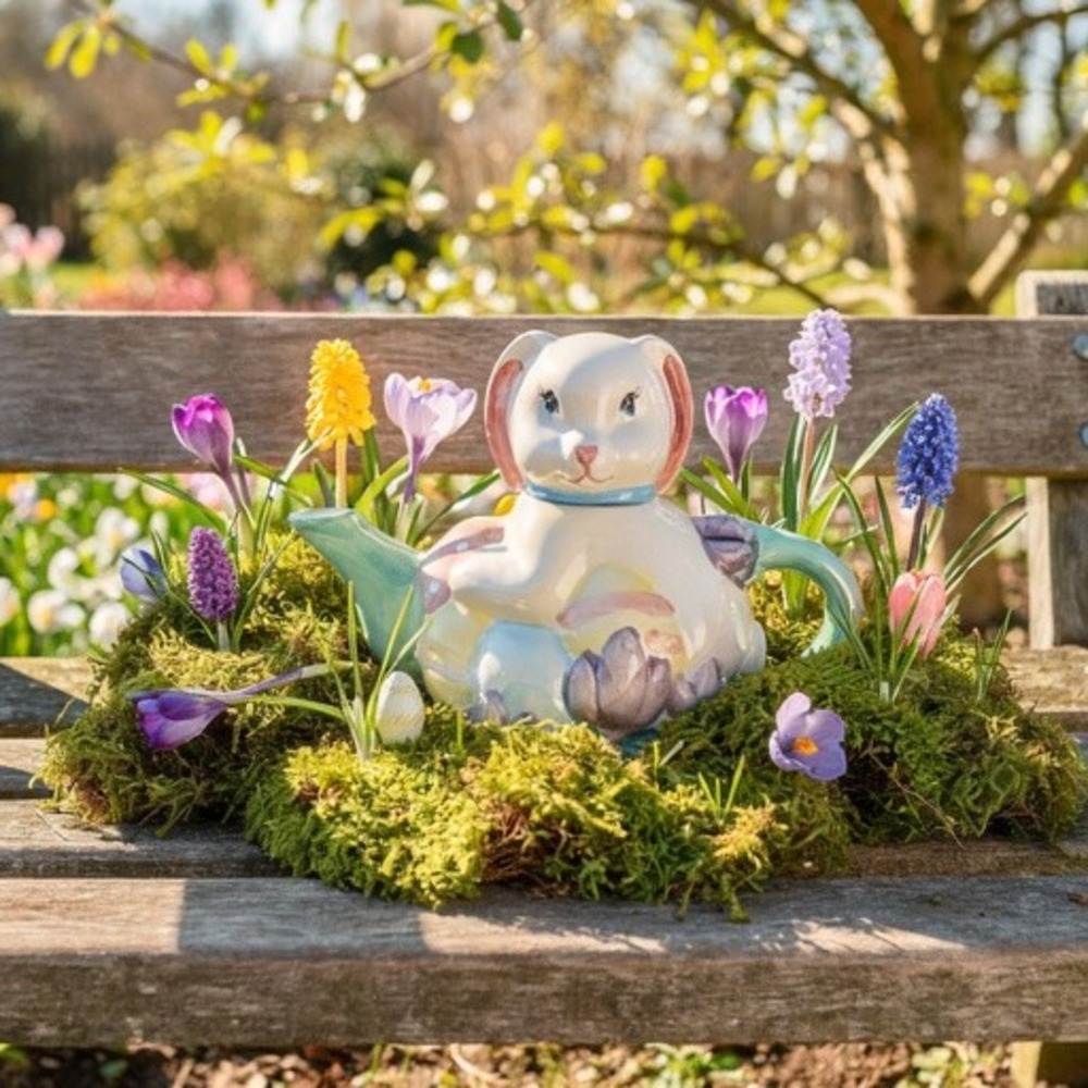Vintage 1996 Hermitage Pottery Easter Bunny Teapot Limited Edition DT-710 Pastel - Picture 3 of 10
